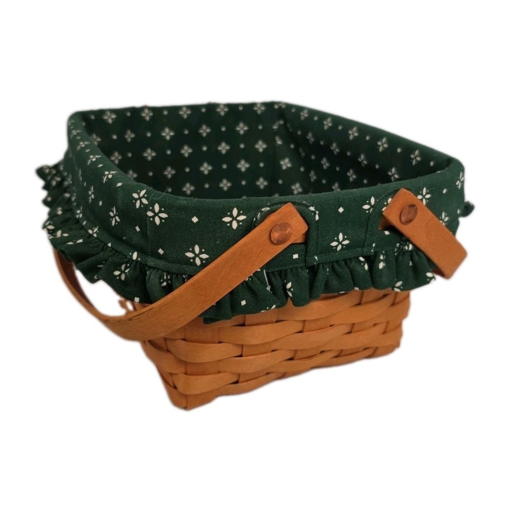 Longaberger 2001 Medium Market Basket Dual Swing Handles Heritage Green Liner